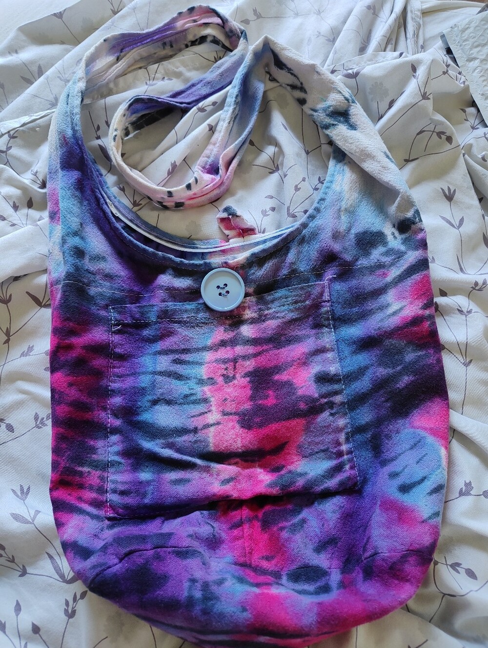 Pink purple Tie dye Purse Crossbody Bag Clarity Colors Designs Handmade Ooak